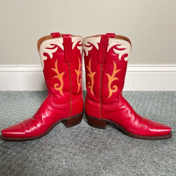Lucchese 7 B 1883 Western Red Western Cowboy Cowgirl Boots valentines day red - Picture 3 of 13